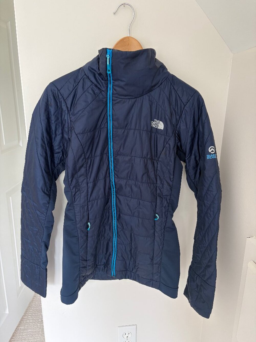 The North Face Summit Series Women's Small Navy Blue Teal Quilted Hybrid Jacket
